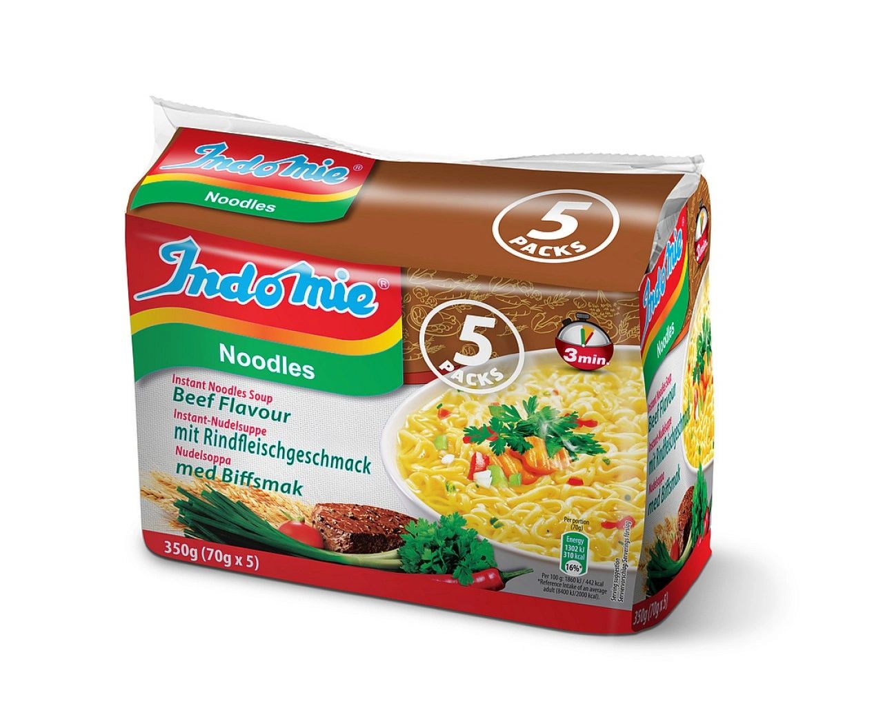 Indomie Noodles Beef Flavour 350g (7×5)